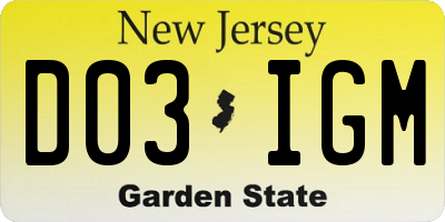 NJ license plate D03IGM