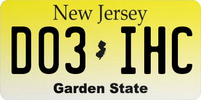 NJ license plate D03IHC