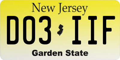 NJ license plate D03IIF