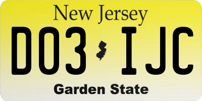 NJ license plate D03IJC