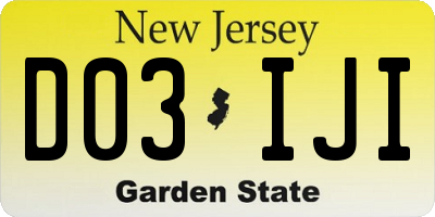 NJ license plate D03IJI
