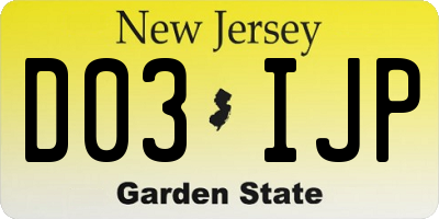 NJ license plate D03IJP