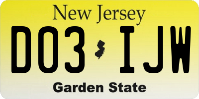 NJ license plate D03IJW