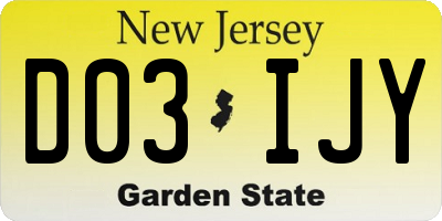 NJ license plate D03IJY