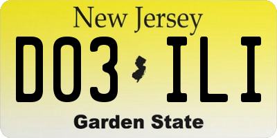 NJ license plate D03ILI