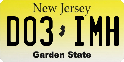 NJ license plate D03IMH