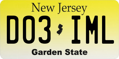 NJ license plate D03IML