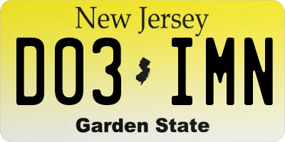 NJ license plate D03IMN