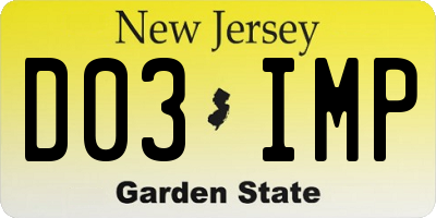 NJ license plate D03IMP