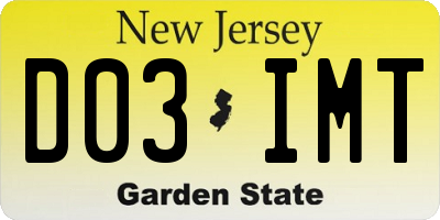 NJ license plate D03IMT