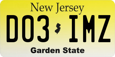 NJ license plate D03IMZ