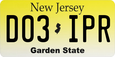 NJ license plate D03IPR