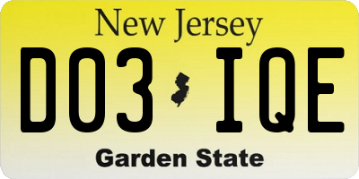 NJ license plate D03IQE
