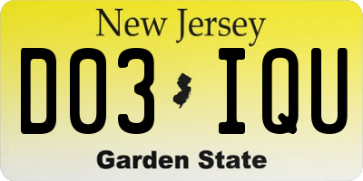 NJ license plate D03IQU