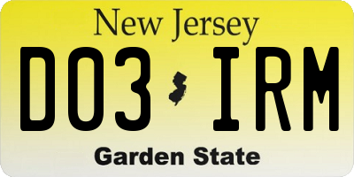 NJ license plate D03IRM