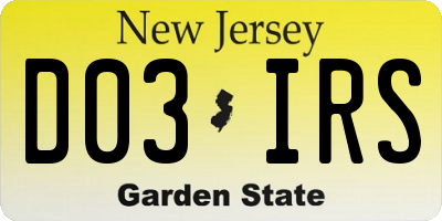 NJ license plate D03IRS