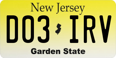 NJ license plate D03IRV
