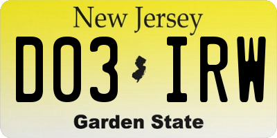NJ license plate D03IRW