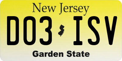 NJ license plate D03ISV