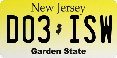 NJ license plate D03ISW