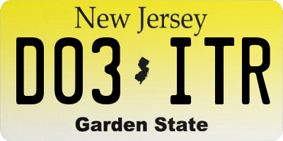 NJ license plate D03ITR