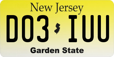 NJ license plate D03IUU