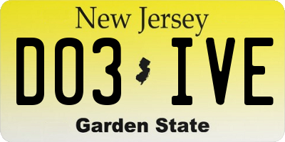 NJ license plate D03IVE