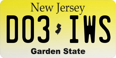 NJ license plate D03IWS