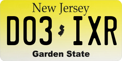 NJ license plate D03IXR