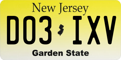NJ license plate D03IXV