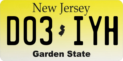 NJ license plate D03IYH