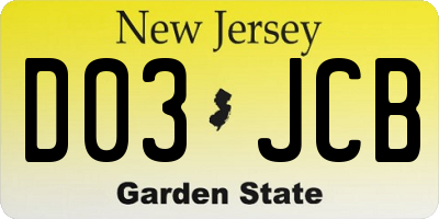 NJ license plate D03JCB