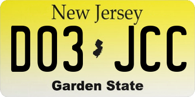 NJ license plate D03JCC