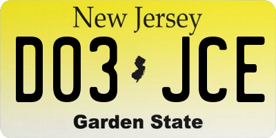 NJ license plate D03JCE