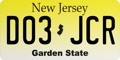 NJ license plate D03JCR