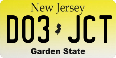 NJ license plate D03JCT