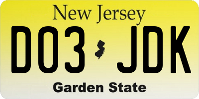 NJ license plate D03JDK