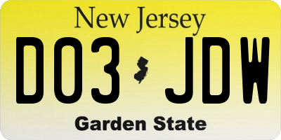 NJ license plate D03JDW