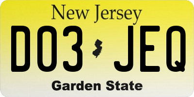 NJ license plate D03JEQ