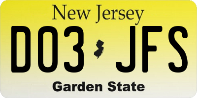 NJ license plate D03JFS