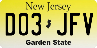 NJ license plate D03JFV