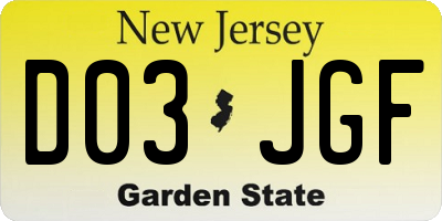 NJ license plate D03JGF