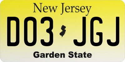 NJ license plate D03JGJ