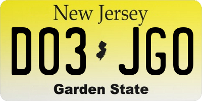 NJ license plate D03JGO