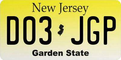 NJ license plate D03JGP