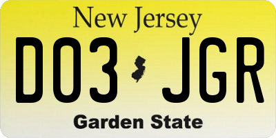 NJ license plate D03JGR