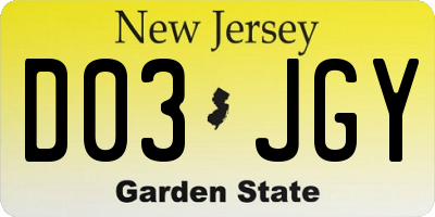 NJ license plate D03JGY
