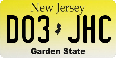 NJ license plate D03JHC
