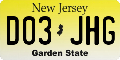 NJ license plate D03JHG