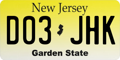 NJ license plate D03JHK